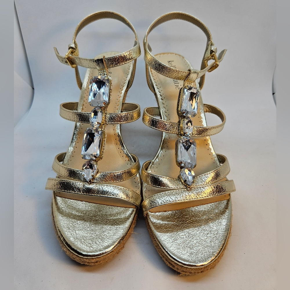 NWOT Kelly & Katie Gold Wedge Bling Sandals